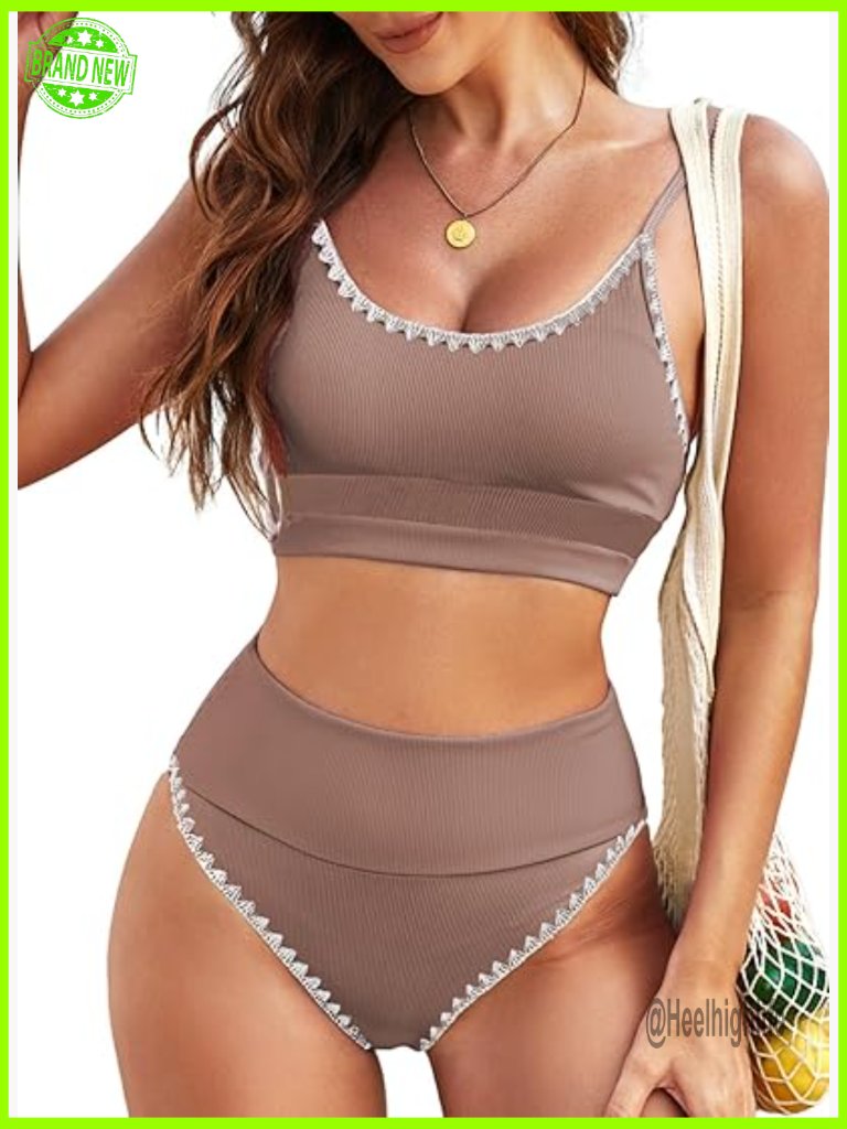 High Waisted Bikini Set, Recycled Material, Upf 30, Medium